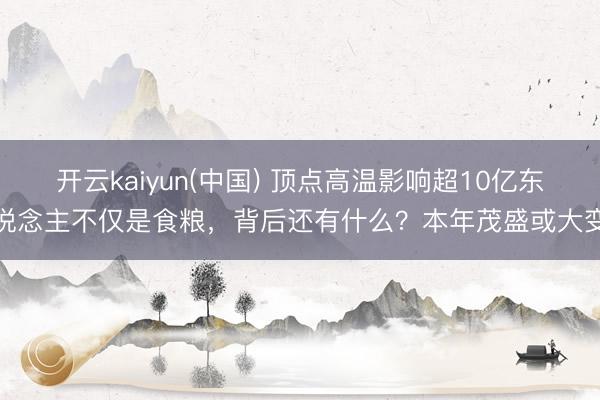 开云kaiyun(中国) 顶点高温影响超10亿东说念主不仅是食粮，背后还有什么？本年茂盛或大变
