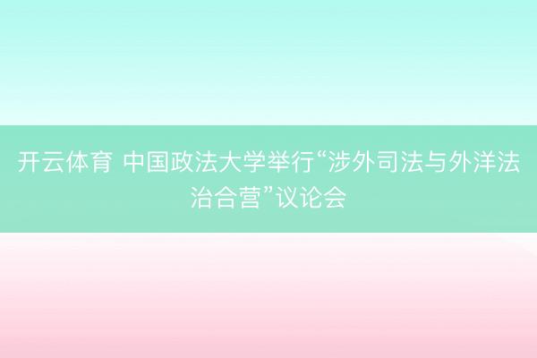 开云体育 中国政法大学举行“涉外司法与外洋法治合营”议论会