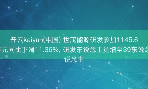开云kaiyun(中国) 世茂能源研发参加1145.67万元同比下滑11.36%， 研发东说念主员增至39东说念主