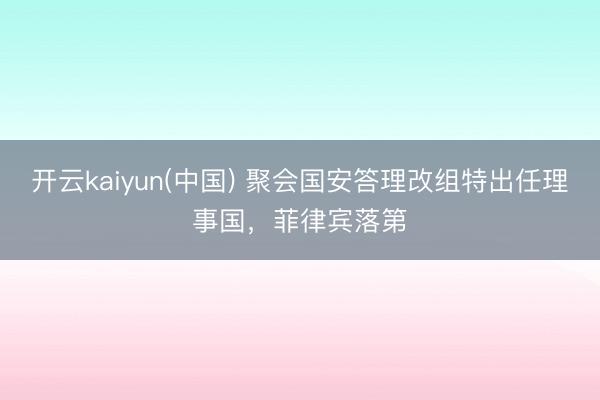开云kaiyun(中国) 聚会国安答理改组特出任理事国，菲律宾落第