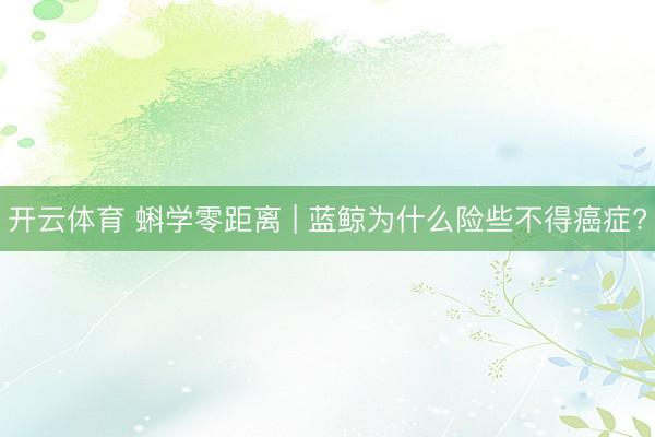 开云体育 蝌学零距离 | 蓝鲸为什么险些不得癌症?