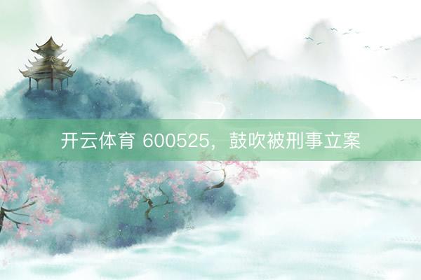 开云体育 600525，鼓吹被刑事立案