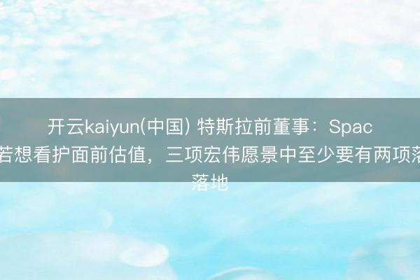 开云kaiyun(中国) 特斯拉前董事：SpaceX若想看护面前估值，三项宏伟愿景中至少要有两项落地